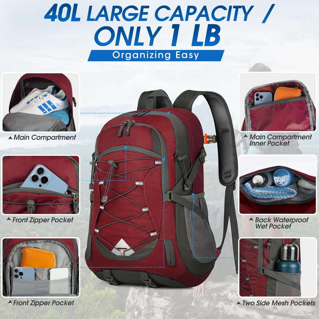 AA OUT OF STOCK 40L Waterproof Hiking & Camping Backpack – Lightweight & Packable
