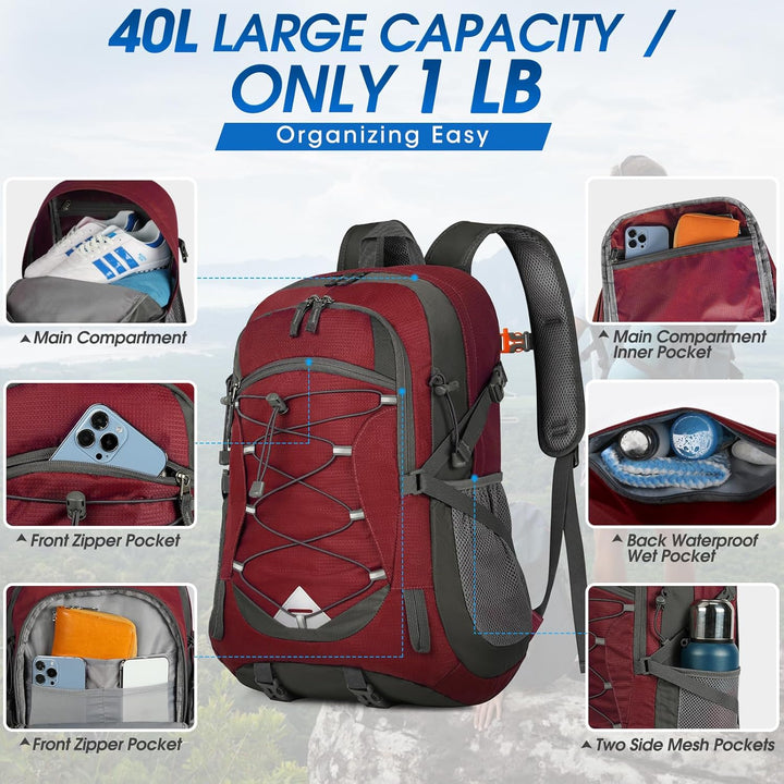 AA OUT OF STOCK 40L Waterproof Hiking & Camping Backpack – Lightweight & Packable