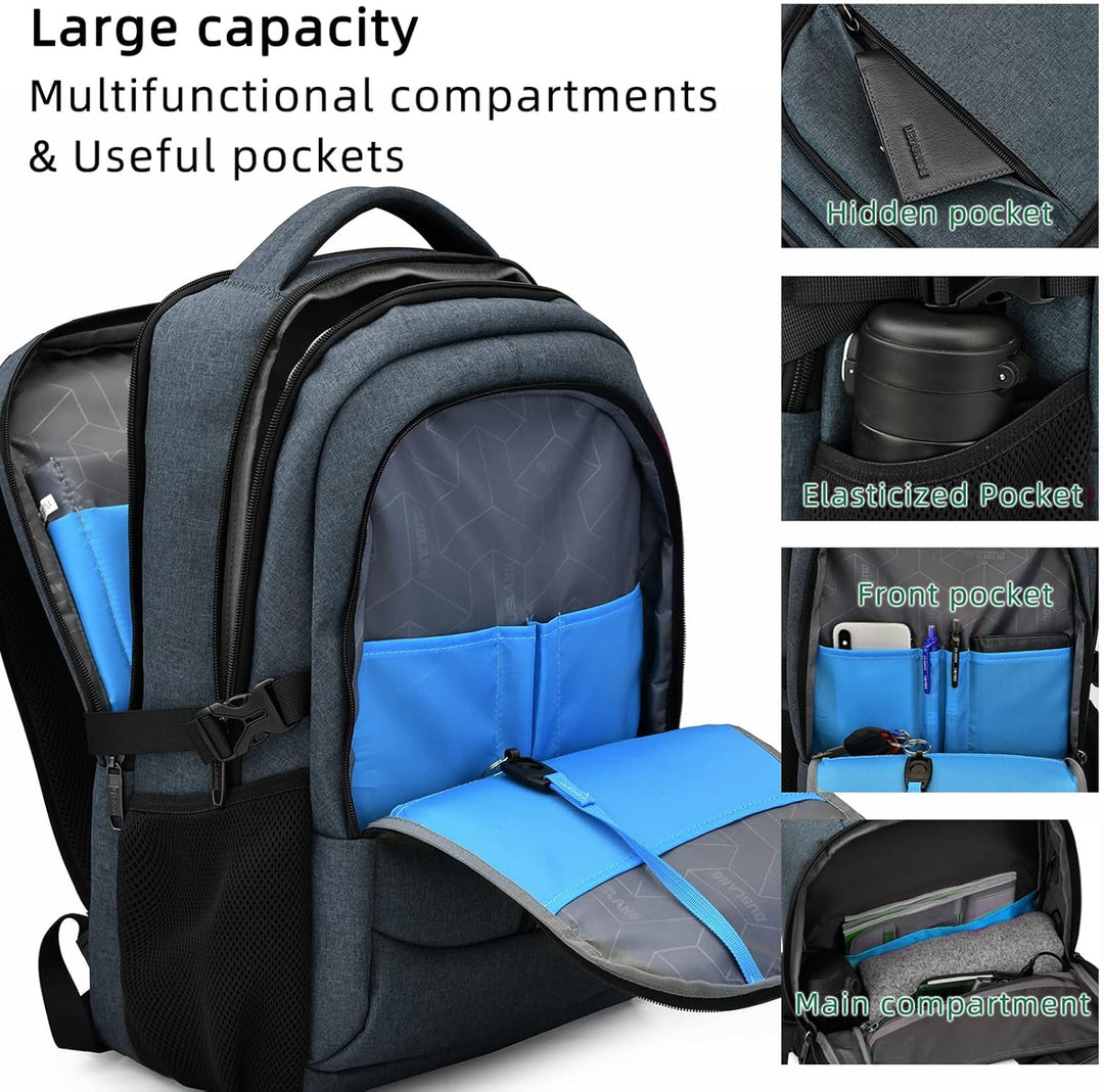 Water-Resistant Travel Laptop Backpack with USB Port & Organised Storage
