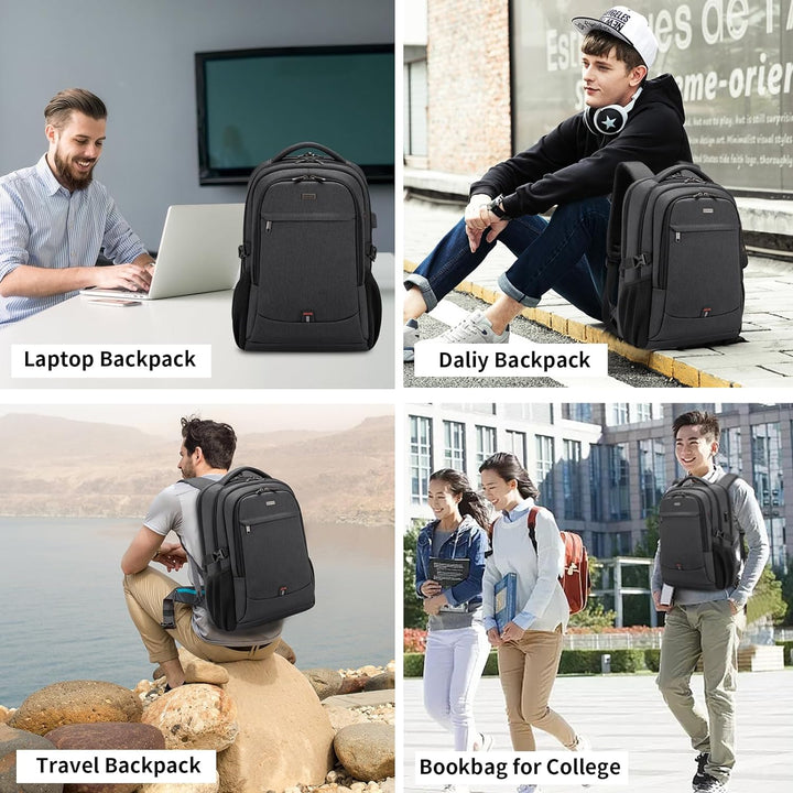 Water-Resistant Travel Laptop Backpack with USB Port & Organised Storage