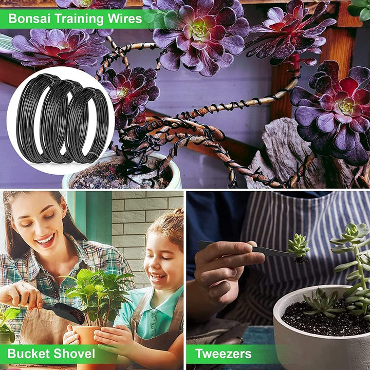 24-Piece Bonsai Tree Care Kit with High-Carbon Steel Tools and PU Leather Bag – Sevora