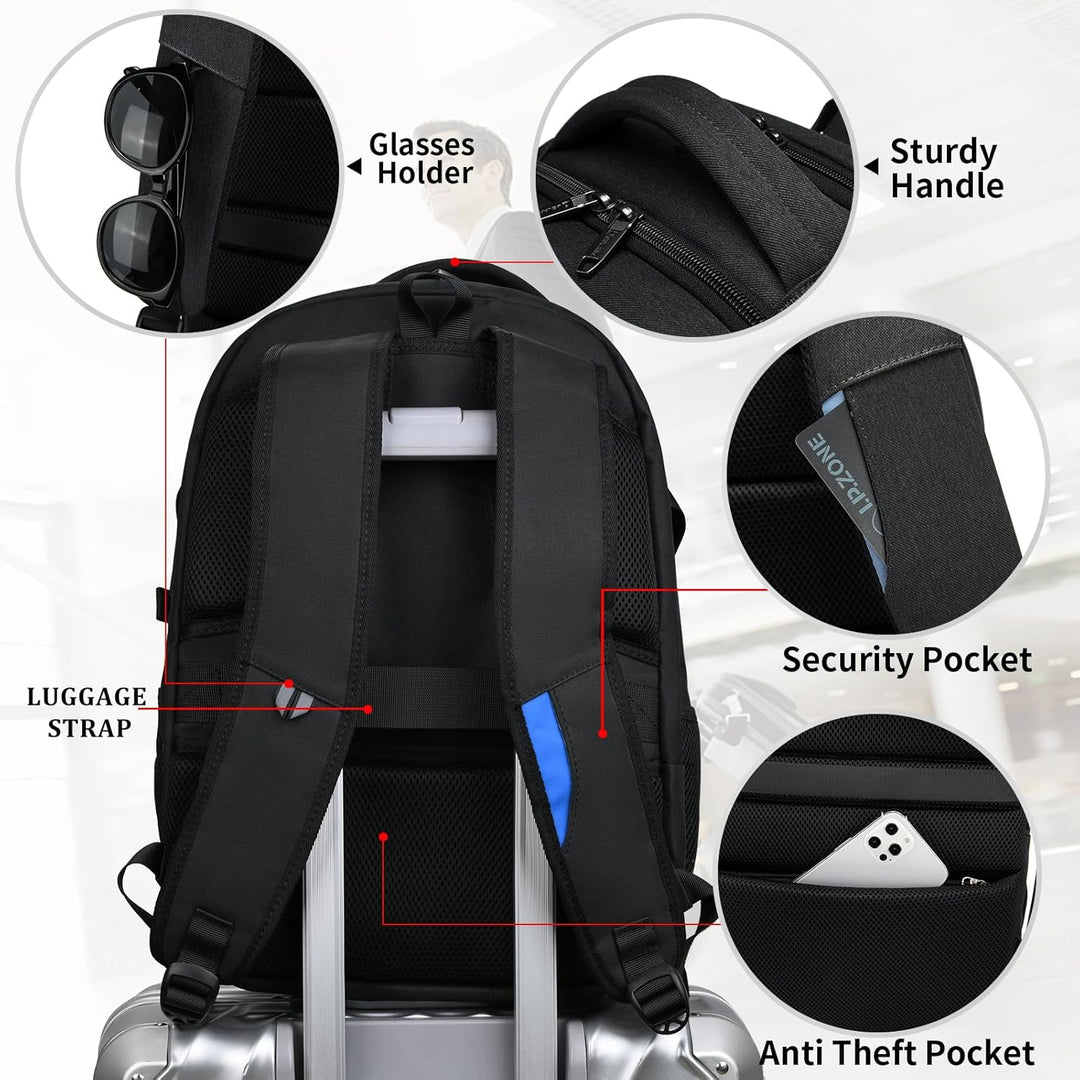 Water-Resistant Travel Laptop Backpack with USB Port & Organised Storage