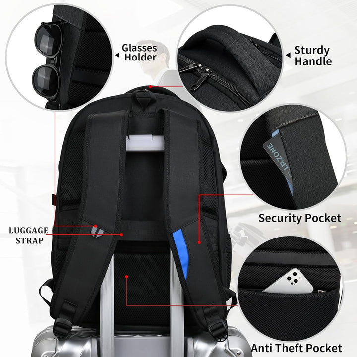 Water-Resistant Travel Laptop Backpack with USB Port & Organised Storage