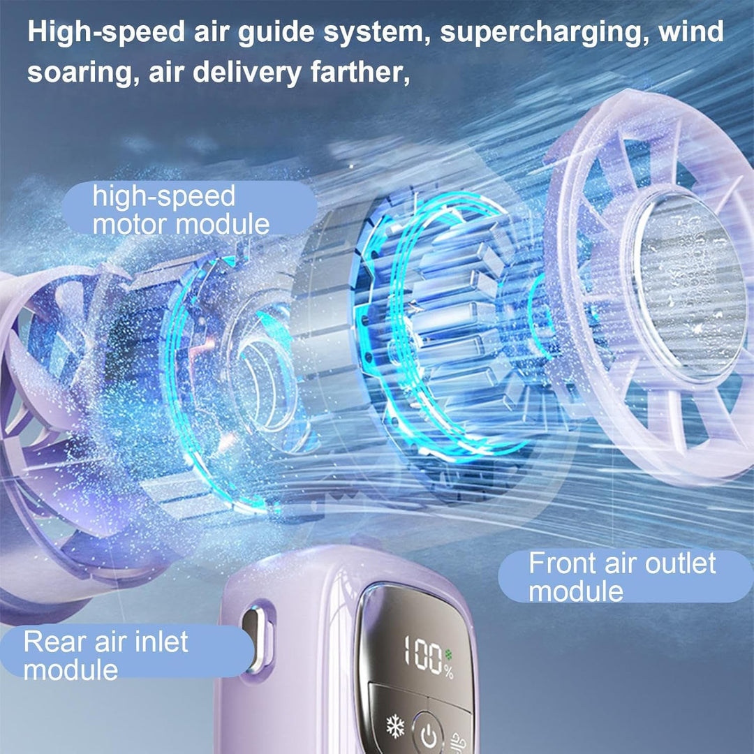 Portable Foldable Handheld Fan with LED Display 100 Speeds