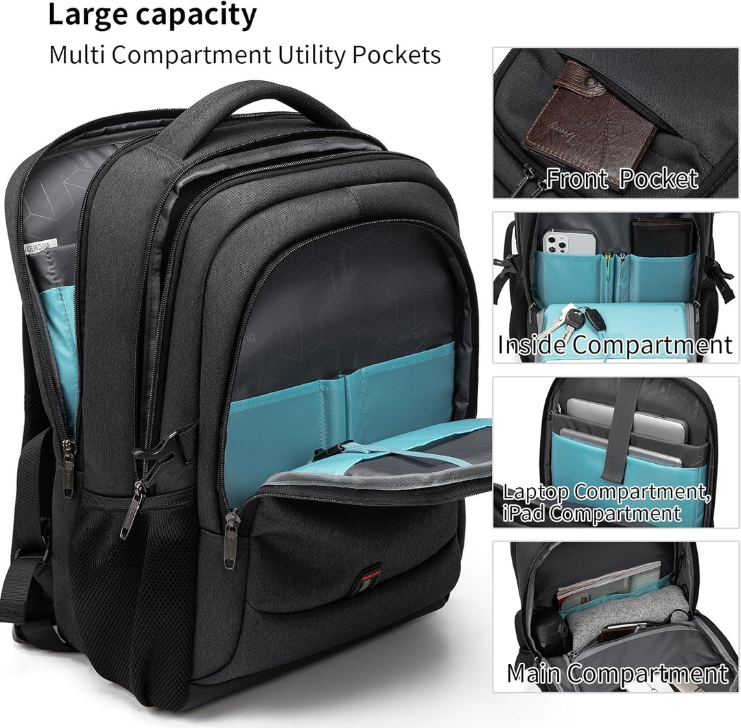 Water-Resistant Travel Laptop Backpack with USB Port & Organised Storage