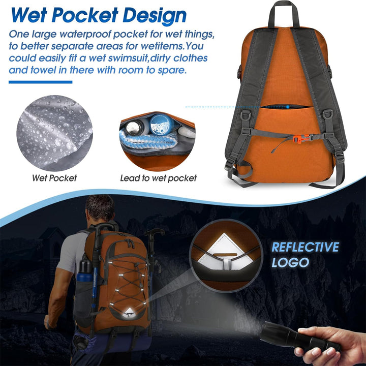 AA OUT OF STOCK 40L Waterproof Hiking & Camping Backpack – Lightweight & Packable