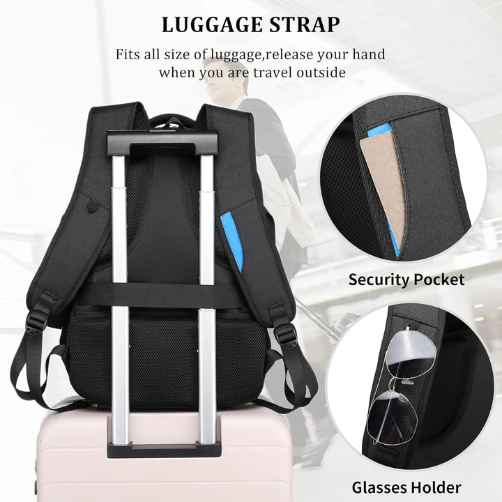 Water-Resistant Travel Laptop Backpack with USB Port & Organised Storage