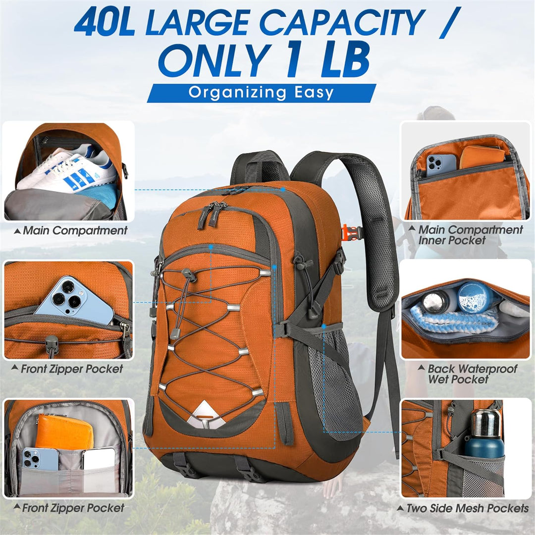 AA OUT OF STOCK 40L Waterproof Hiking & Camping Backpack – Lightweight & Packable