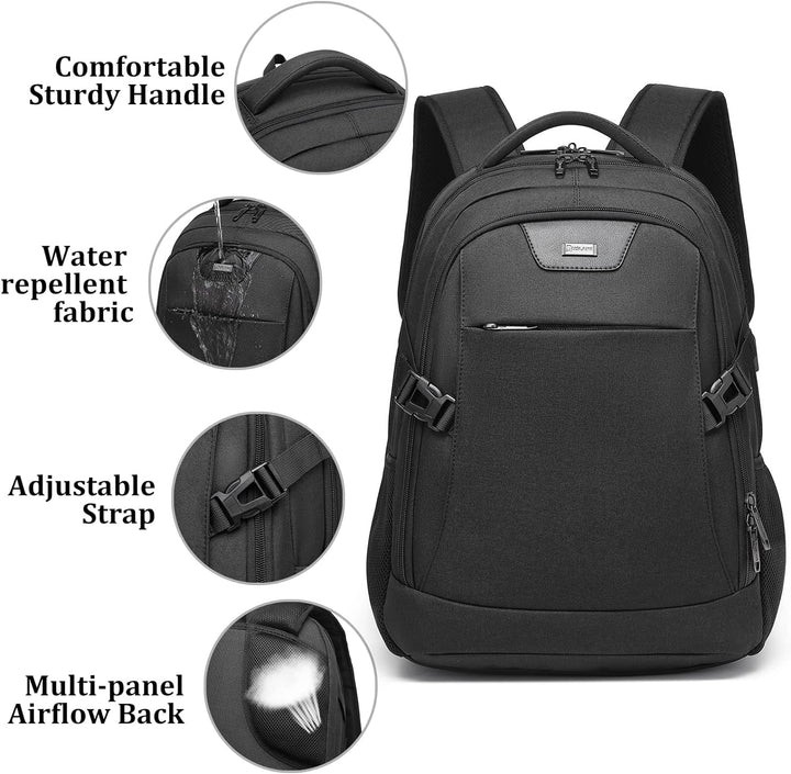 Water-Resistant Travel Laptop Backpack with USB Port & Organised Storage