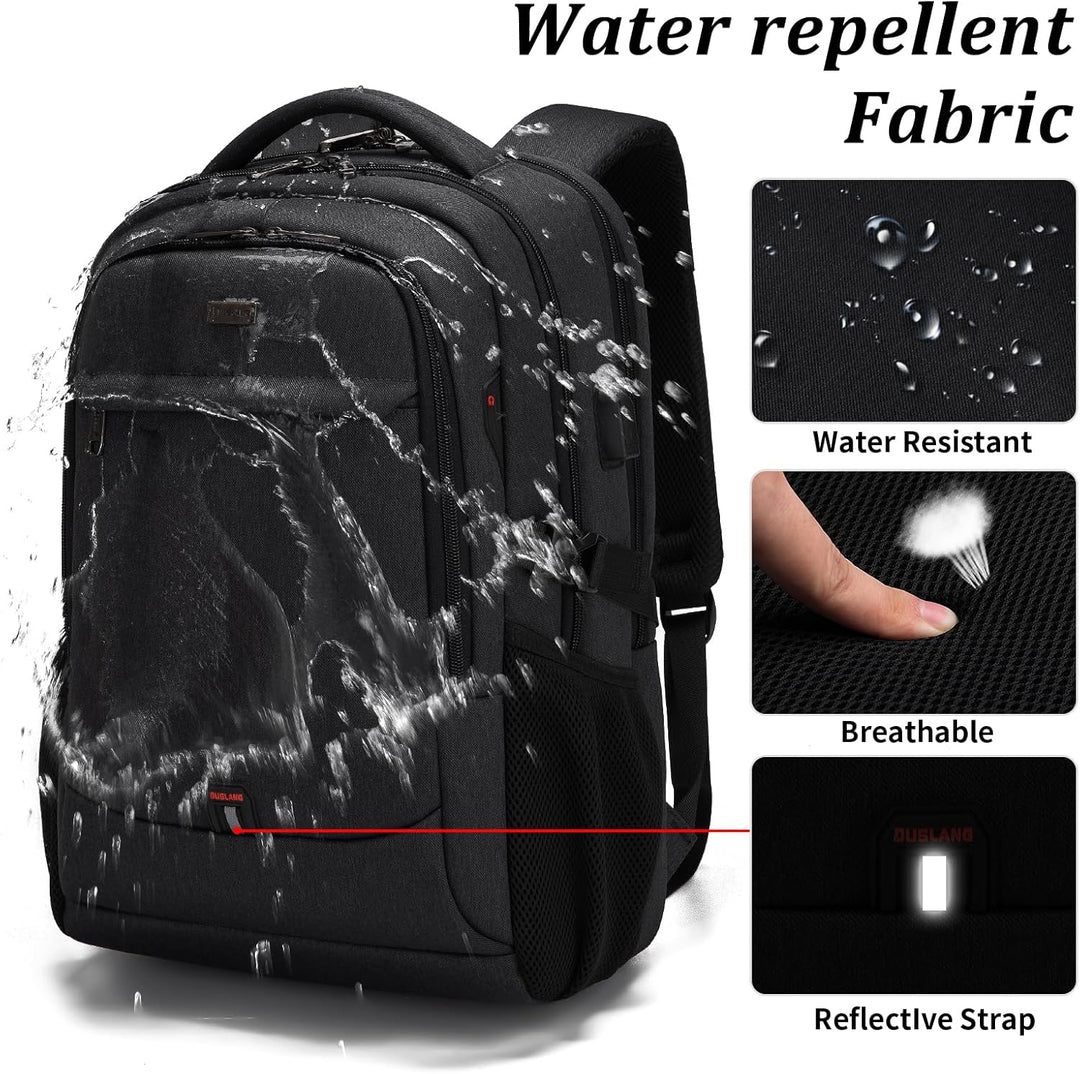 Water-Resistant Travel Laptop Backpack with USB Port & Organised Storage