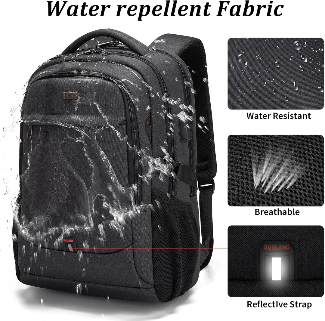 Water-Resistant Travel Laptop Backpack with USB Port & Organised Storage