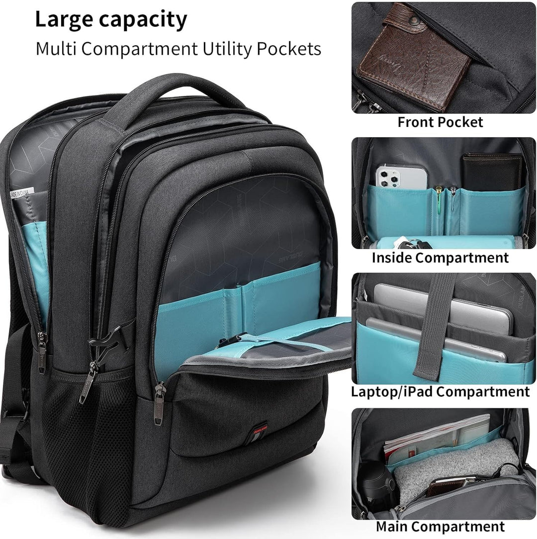 Water-Resistant Travel Laptop Backpack with USB Port & Organised Storage