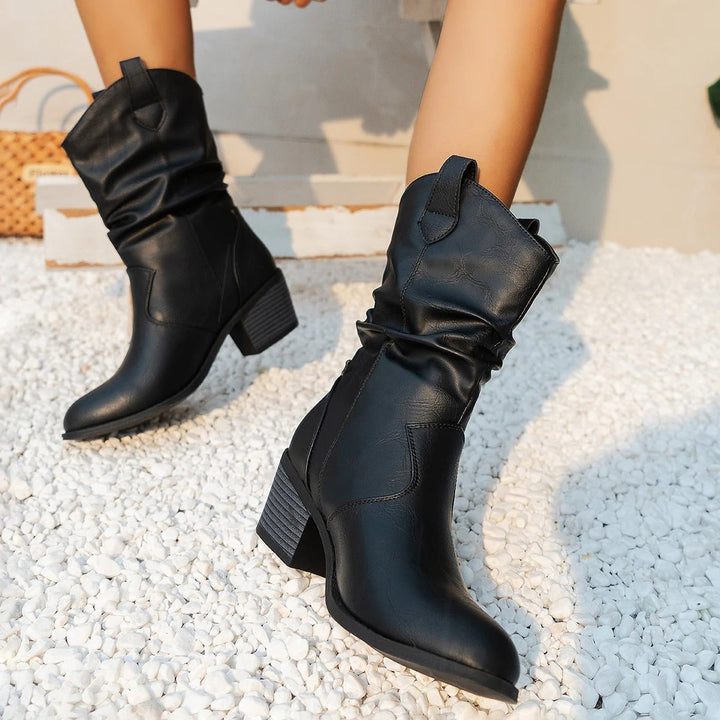Ladies' Leather Boots with Comfortable Heel – Amara