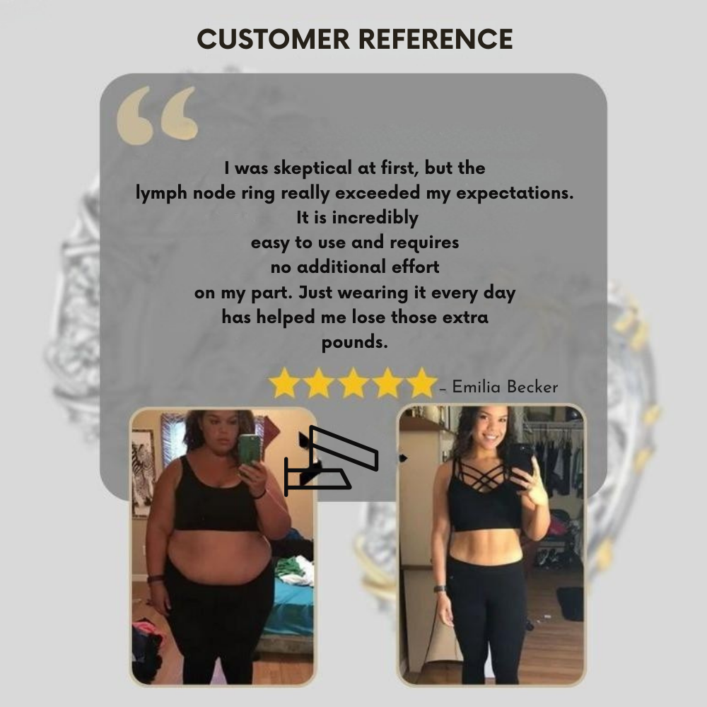 Magnetic wellness ring another view with a five-star rating and two mirror selfies
