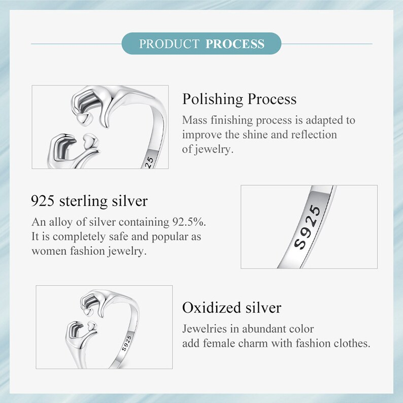 925 Sterling Silver Love Embrace Couple Rings | Adjustable-Nora Luxe