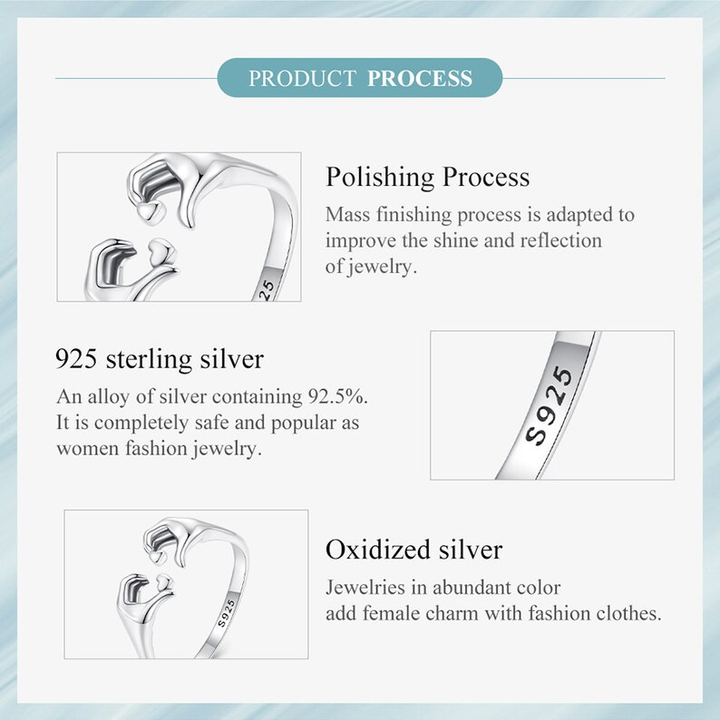 925 Sterling Silver Love Embrace Couple Rings | Adjustable-Nora Luxe