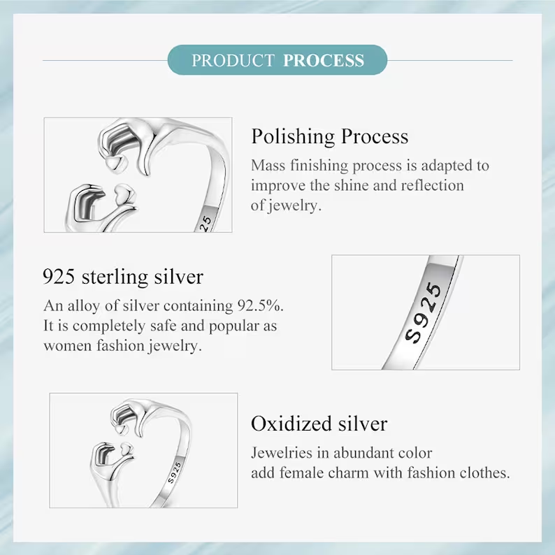 925 Sterling Silver Love Embrace Couple Rings | Adjustable-Nora Luxe