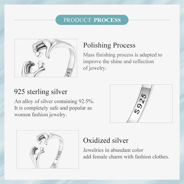 925 Sterling Silver Love Embrace Couple Rings | Adjustable-Nora Luxe