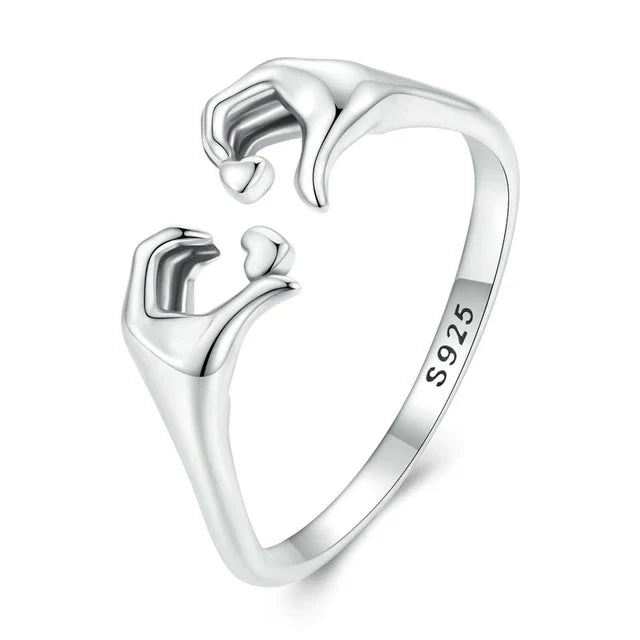 925 Sterling Silver Love Embrace Couple Rings | Adjustable-Nora Luxe