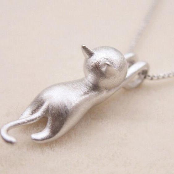 925 Sterling Silver Playful Kitty Necklace - Mia-Nora Luxe