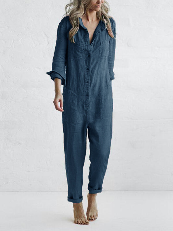 Casual Fall Jumpsuit – Liv | 100% Cotton, with practical pockets