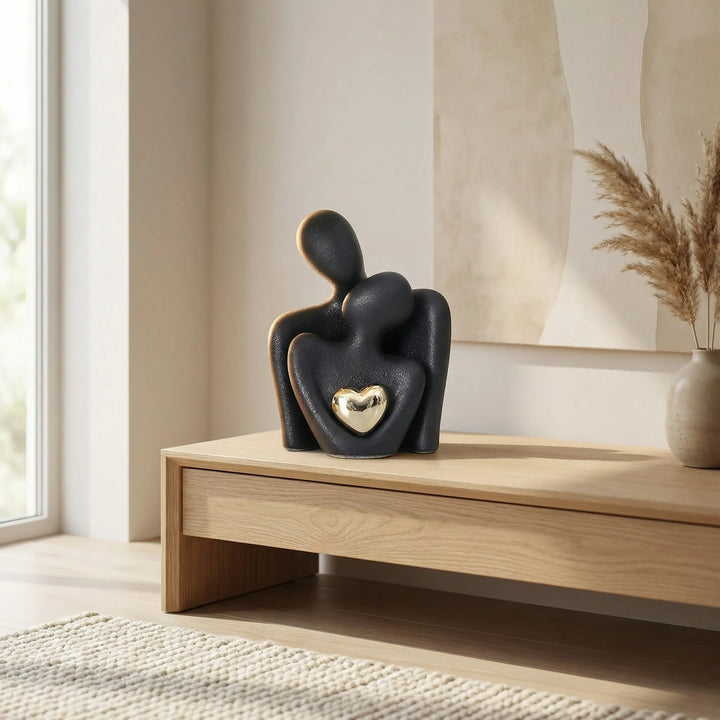 Abstracte Koppelfiguur Met Gouden Hart - Heartfello