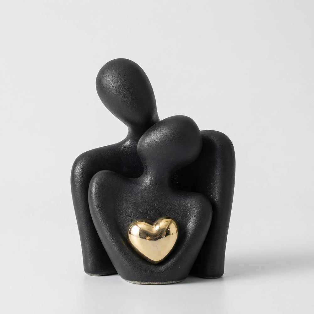 Abstracte Koppelfiguur Met Gouden Hart - Heartfello