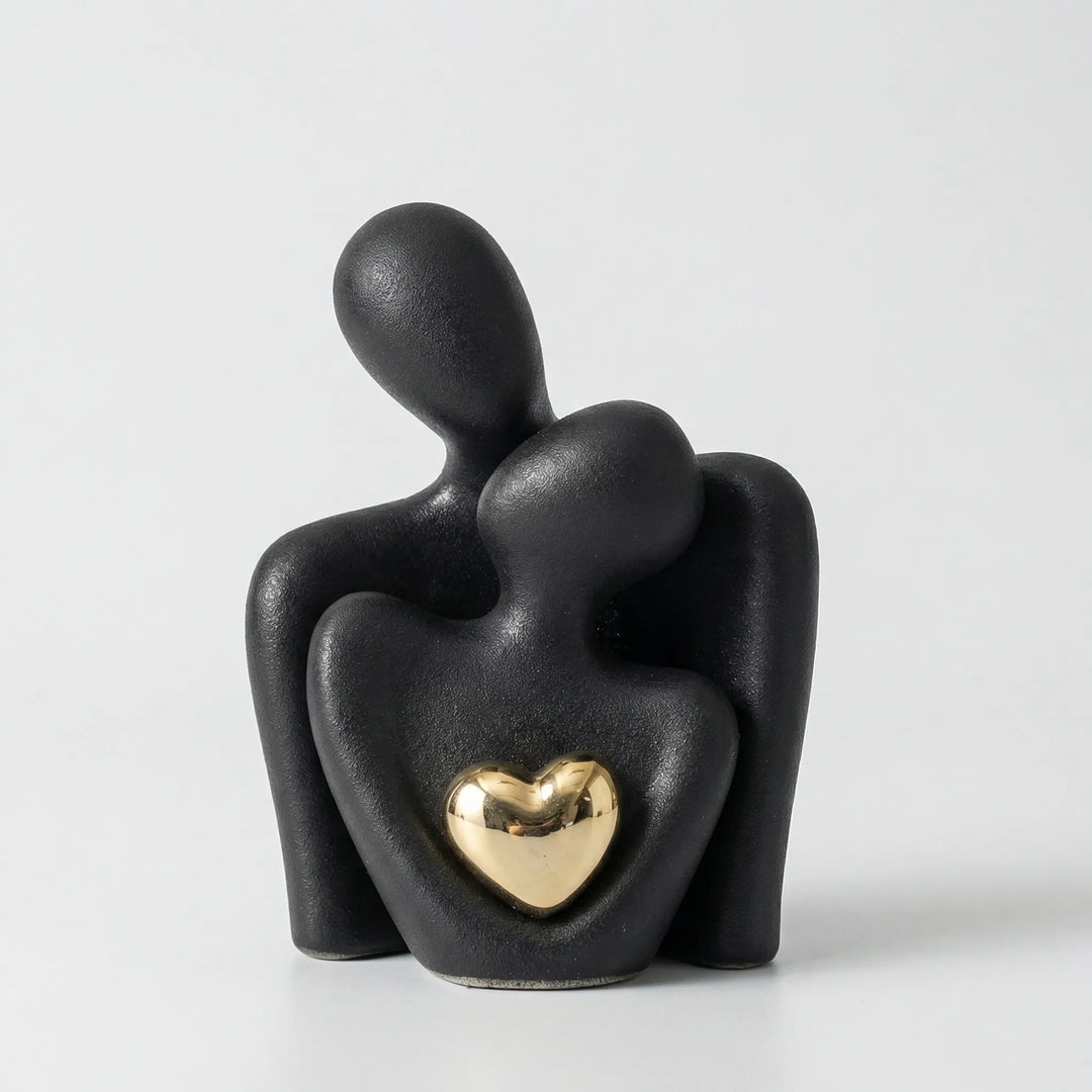 Abstracte Koppelfiguur Met Gouden Hart - Heartfello
