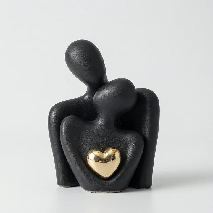 Abstracte Koppelfiguur Met Gouden Hart - Heartfello
