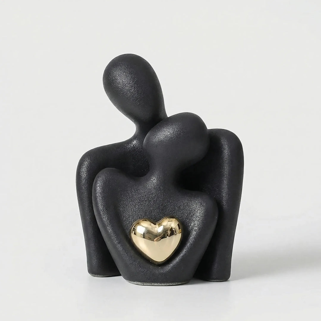 Abstracte Koppelfiguur Met Gouden Hart - Heartfello