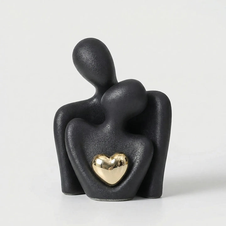 Abstracte Koppelfiguur Met Gouden Hart - Heartfello