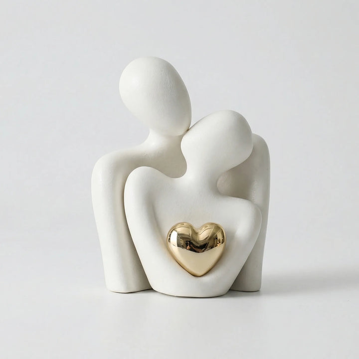 Abstracte Koppelfiguur Met Gouden Hart - Heartfello