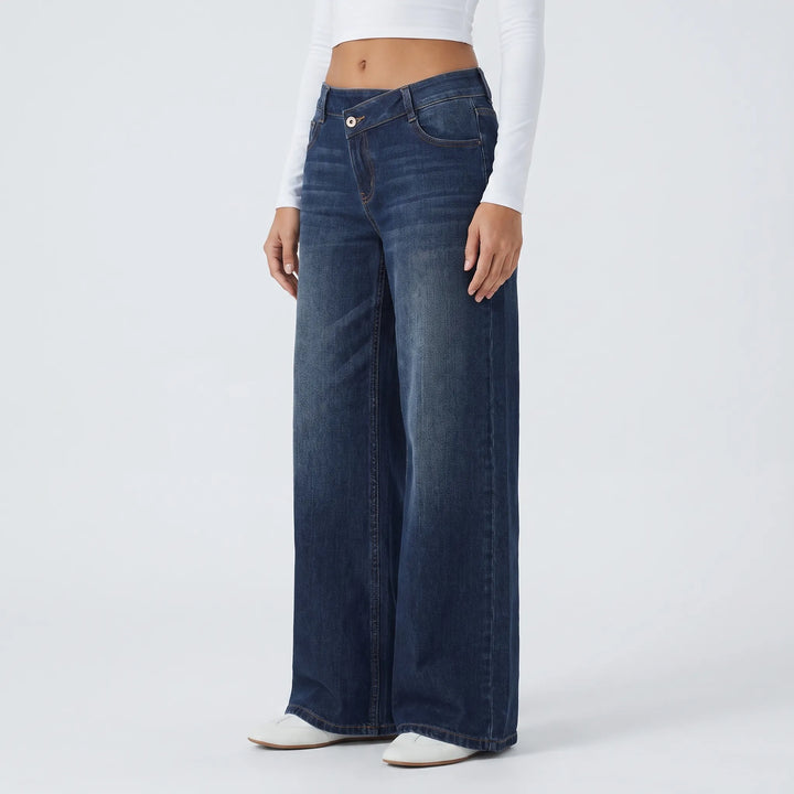 Asymmetrical High Waisted Wide Leg Jeans - AsymFit