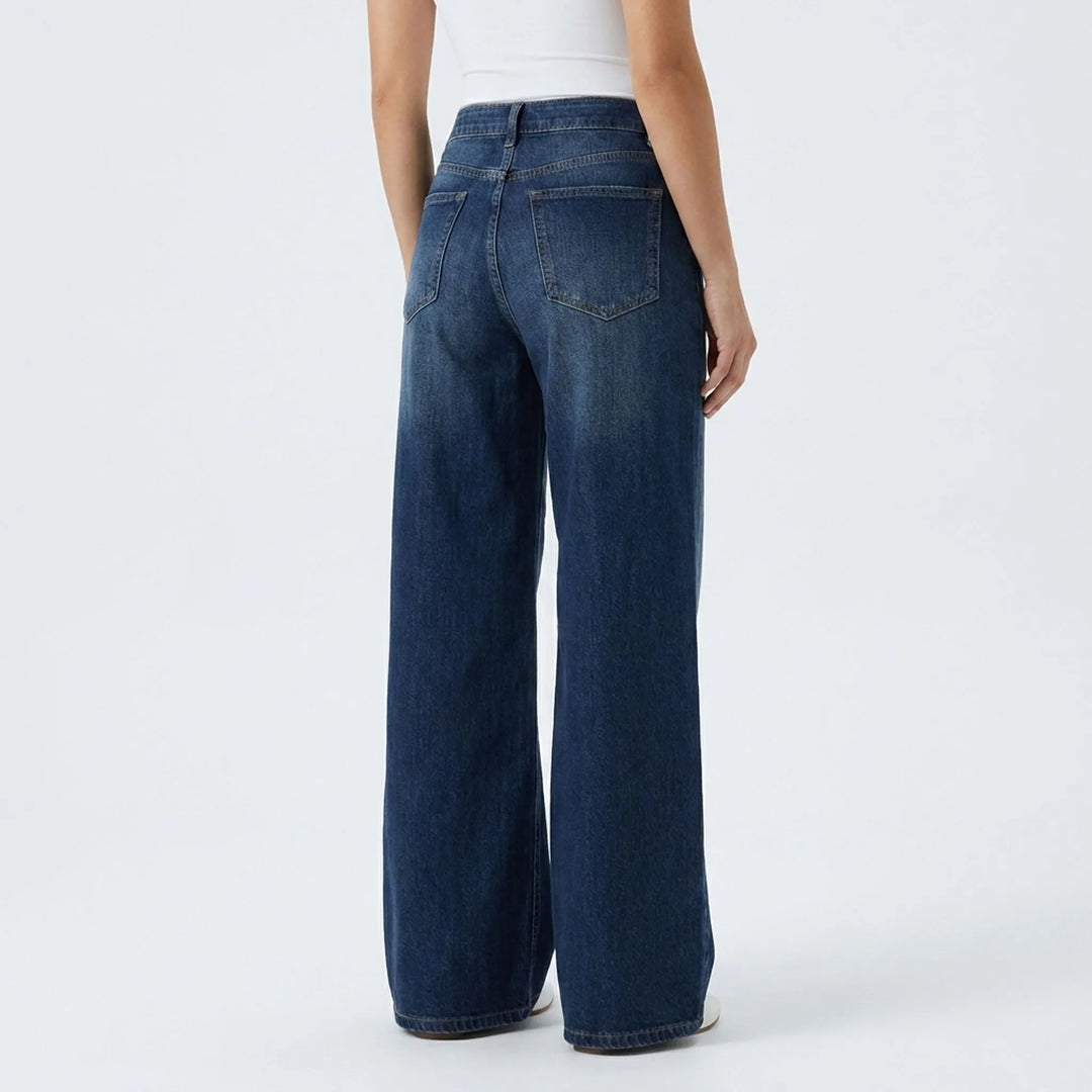 Asymmetrical High Waisted Wide Leg Jeans - AsymFit