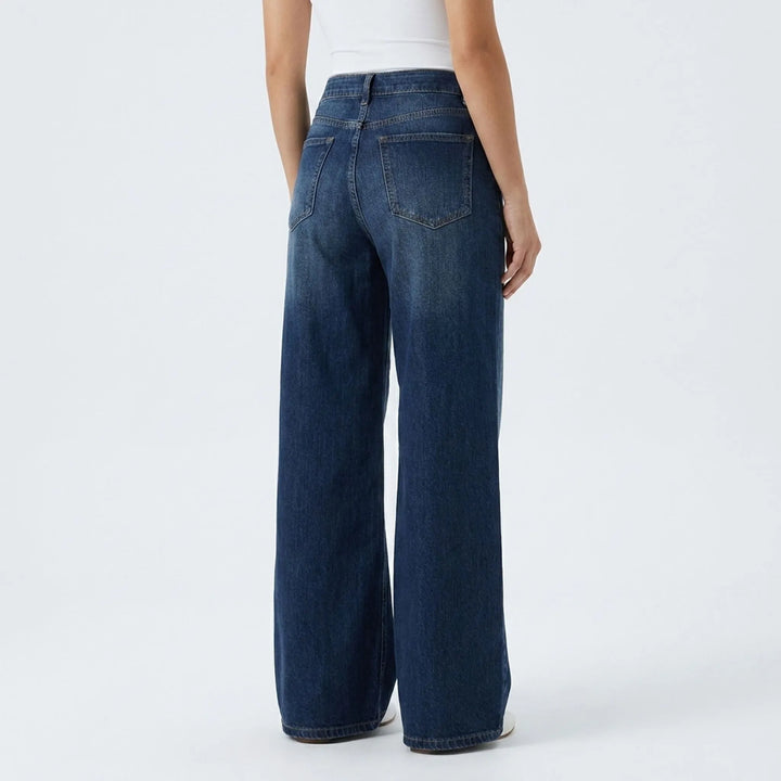 Asymmetrical High Waisted Wide Leg Jeans - AsymFit