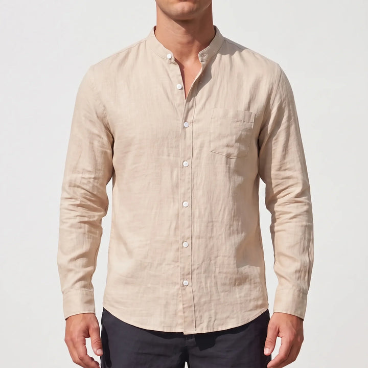 Band Collar Long-Sleeve Shirt -  Lamar