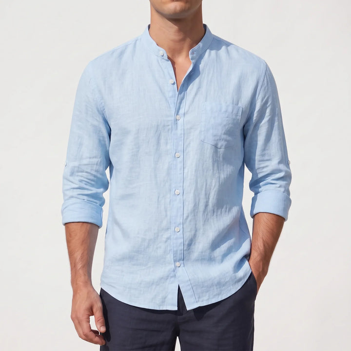 Band Collar Long-Sleeve Shirt -  Lamar