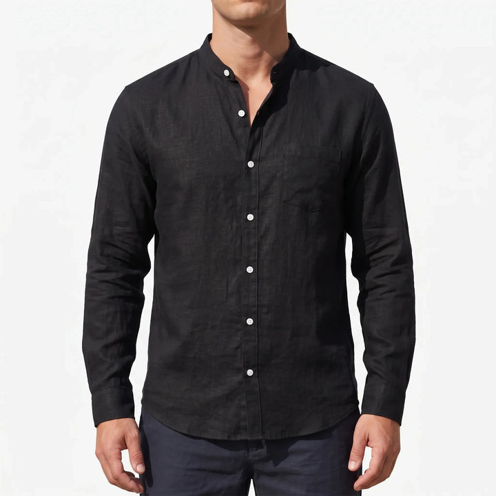 Band Collar Long-Sleeve Shirt -  Lamar