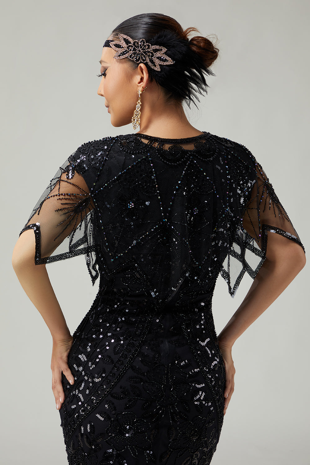 Beaded Evening Sequin Capelet - Elsie