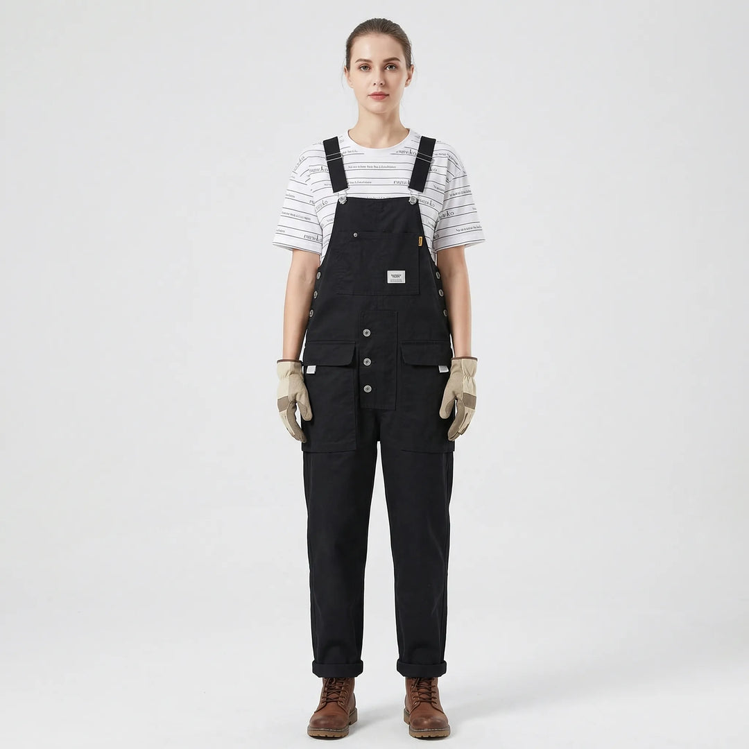 Bib-Front Dungarees With Chest Pocket - Amber