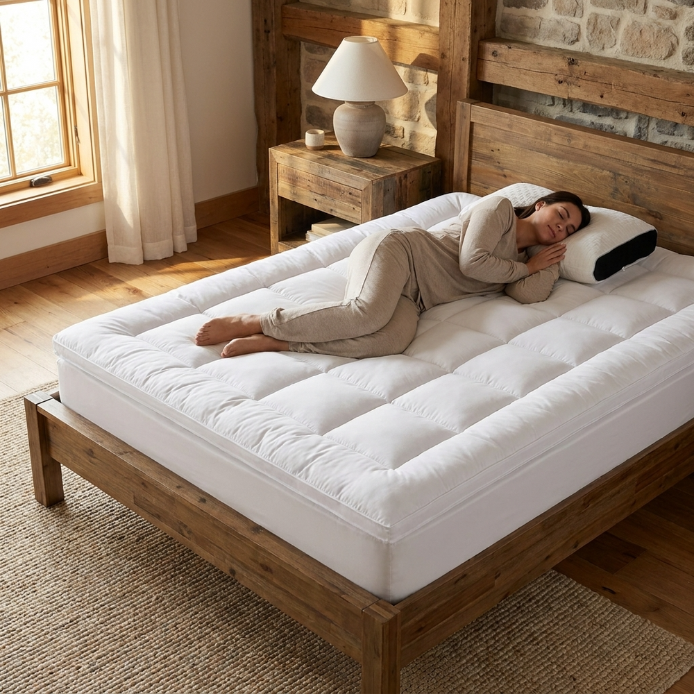 Box-Stitched Deep Fitted Mattress Topper - Somnix