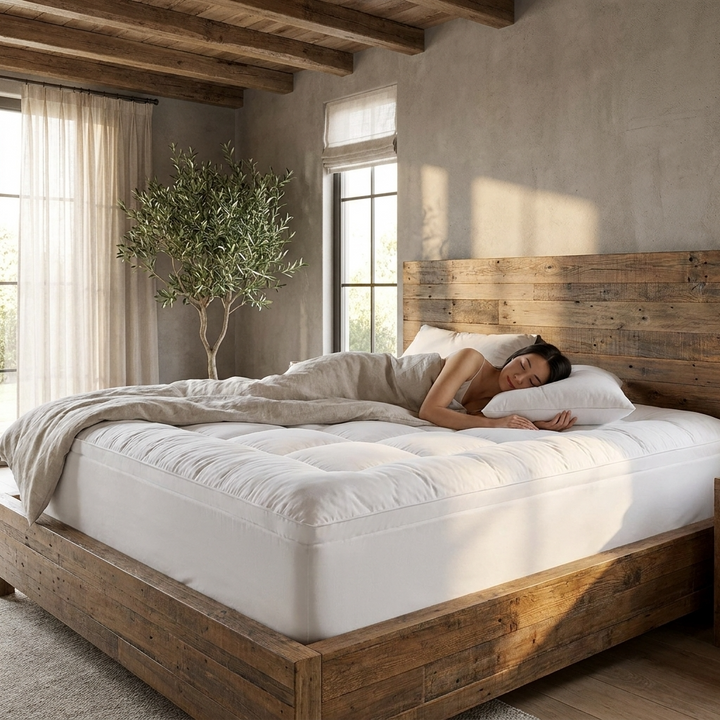 Box-Stitched Deep Fitted Mattress Topper - Somnix