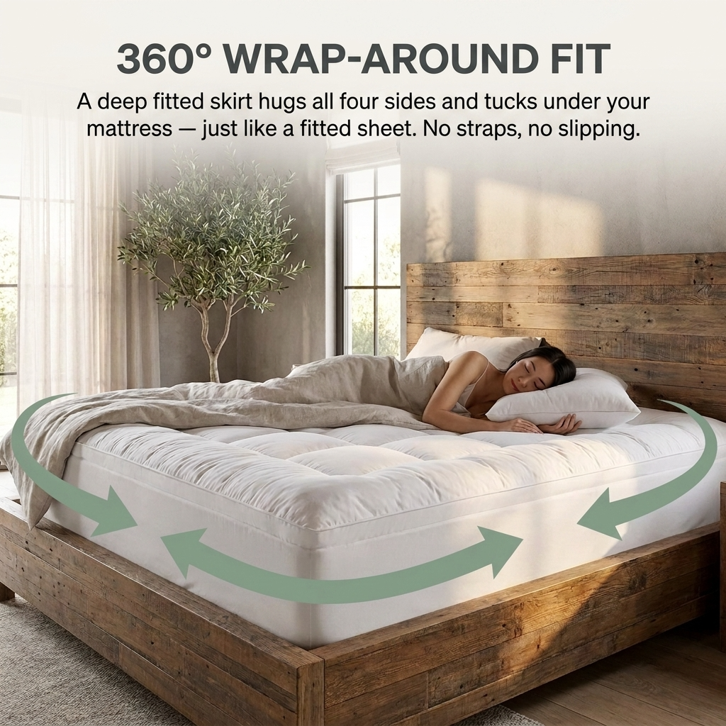 Box-Stitched Deep Fitted Mattress Topper - Somnix