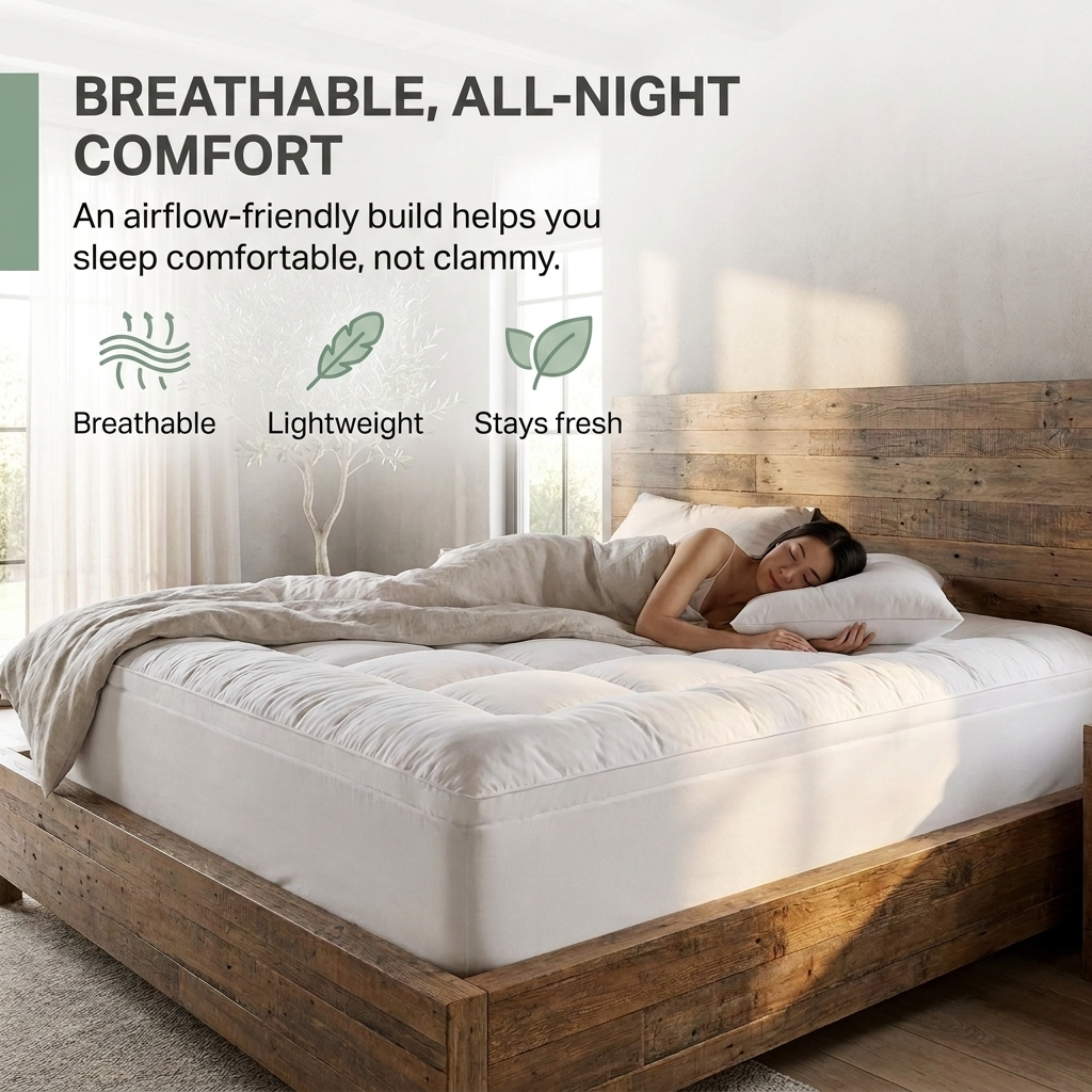 Box-Stitched Deep Fitted Mattress Topper - Somnix