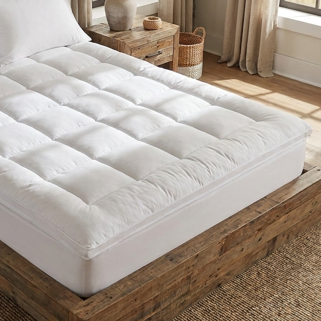 Box-Stitched Deep Fitted Mattress Topper - Somnix