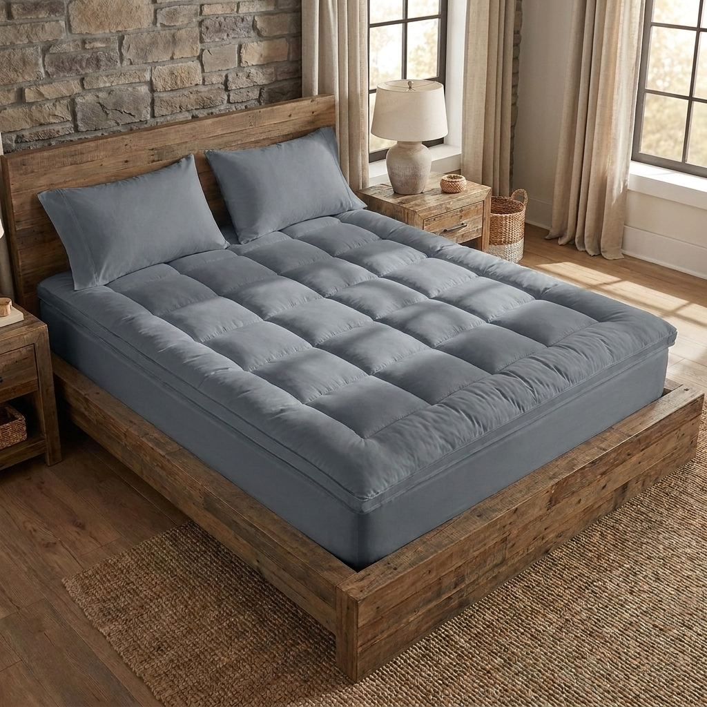 Box-Stitched Deep Fitted Mattress Topper - Somnix