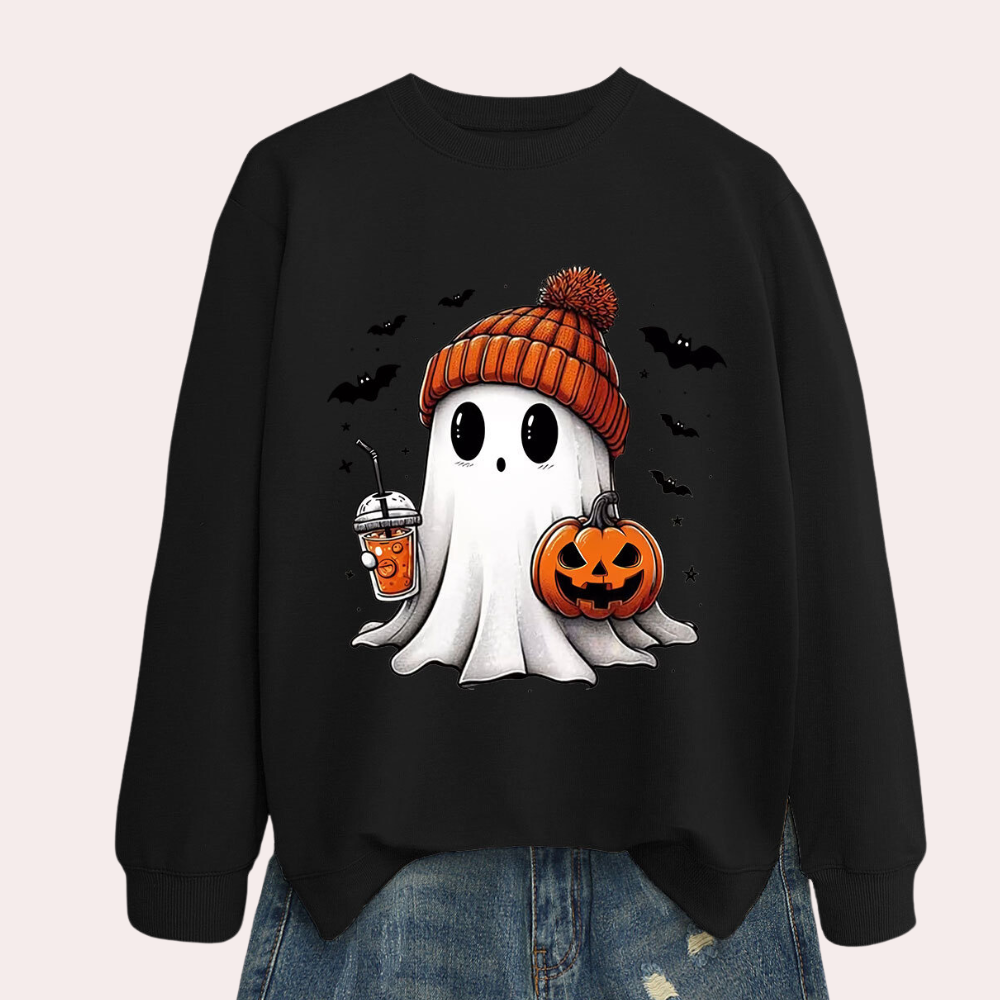Ladies Halloween Sweatshirt with Ghost Print – Liora