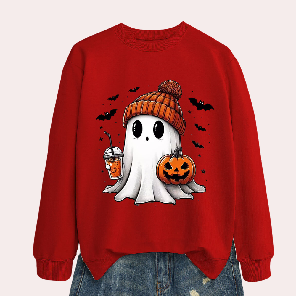 Ladies Halloween Sweatshirt with Ghost Print – Liora