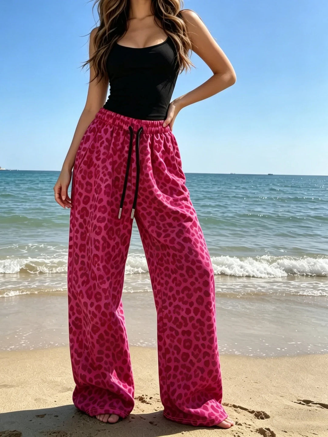 Casual Knit Leopard Print Pants - Jenny