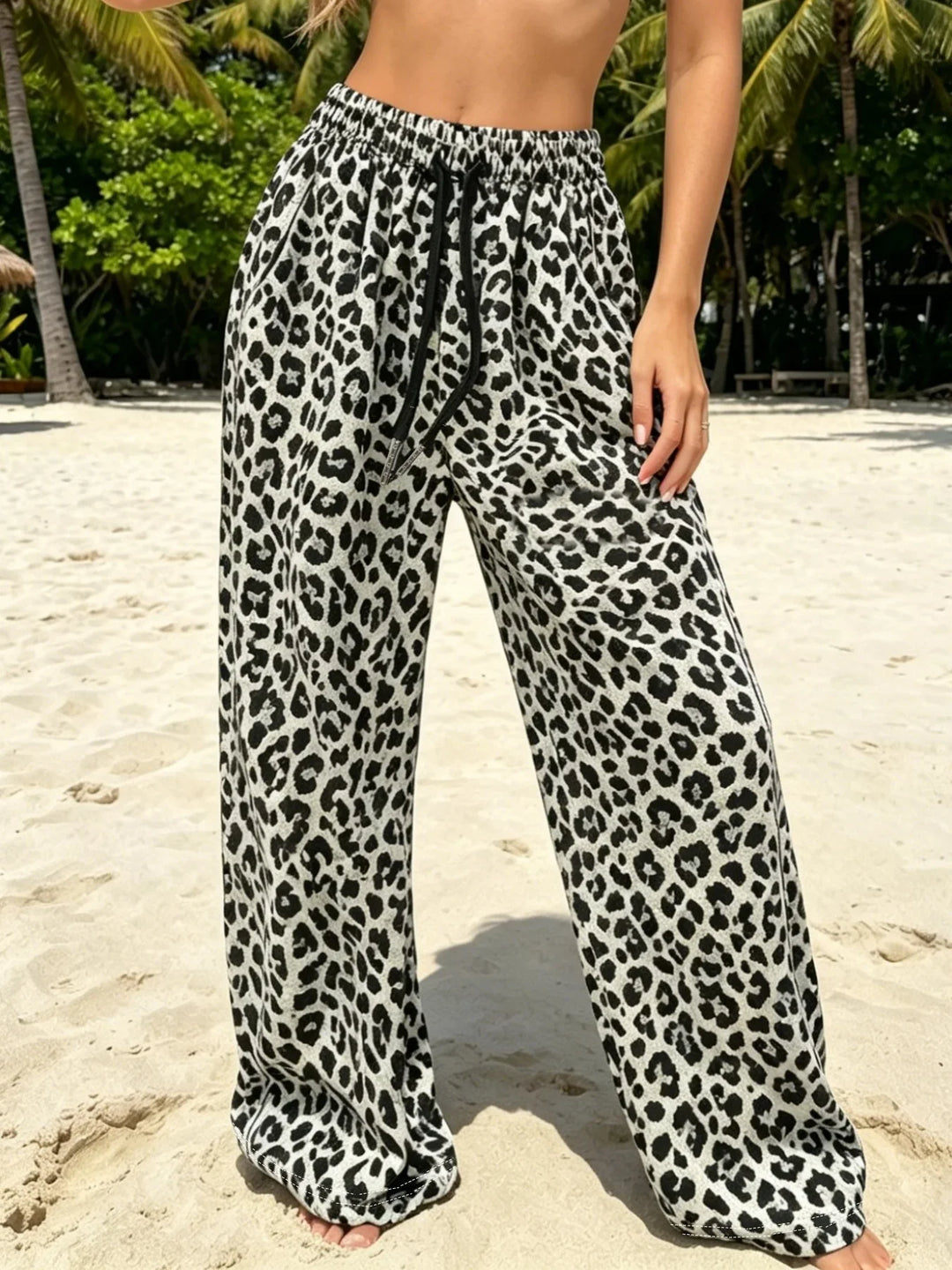 Casual Knit Leopard Print Pants - Jenny